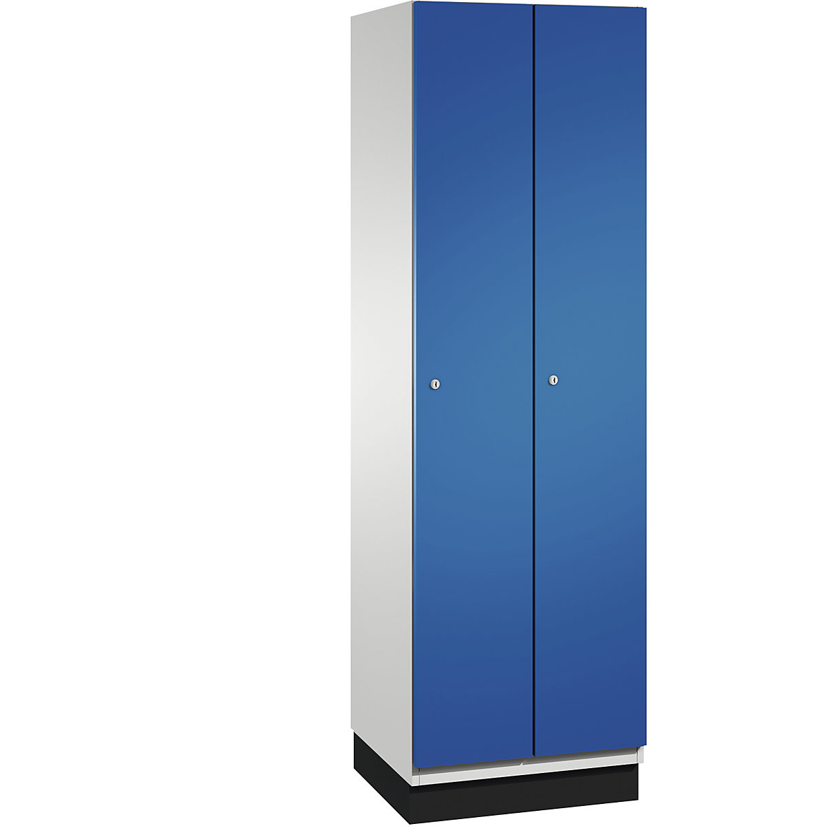 CAMBIO cloakroom locker with sheet steel doors – C+P, 2 compartments, 600 mm wide, body light grey / door gentian blue-2