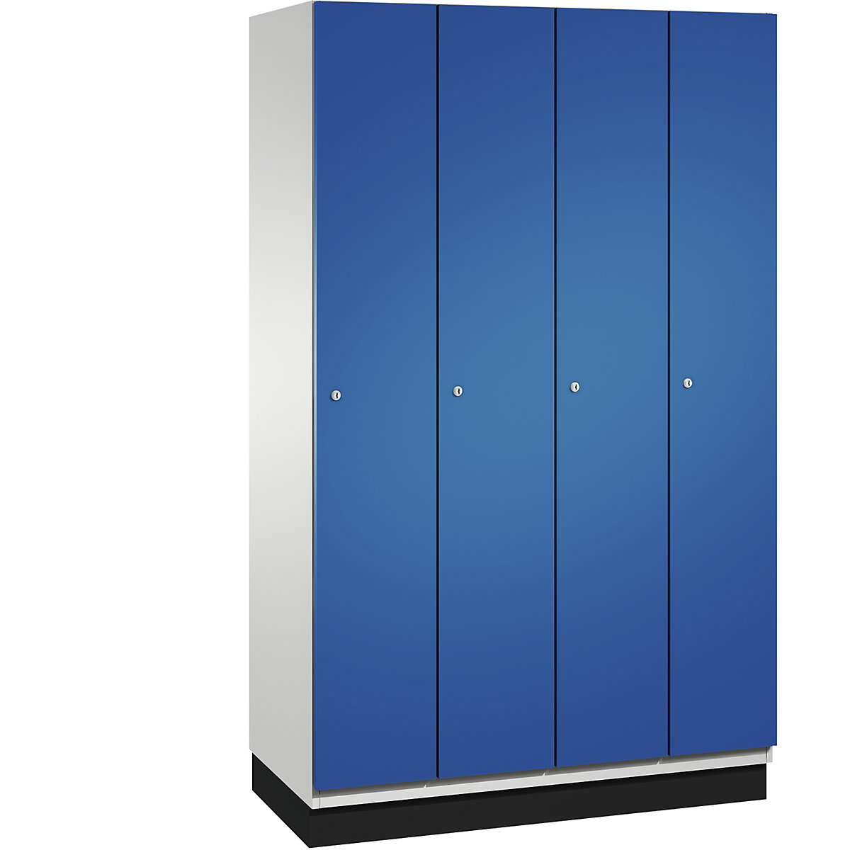 CAMBIO cloakroom locker with sheet steel doors – C+P, 4 compartments, 1200 mm wide, body light grey / door gentian blue-13