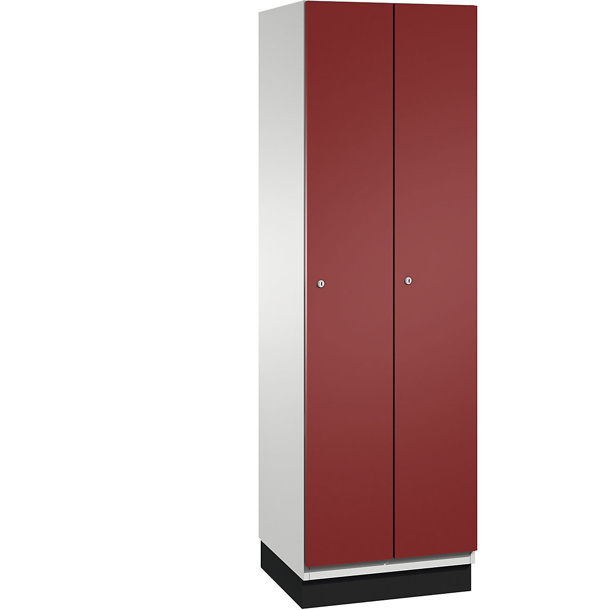 CAMBIO cloakroom locker with sheet steel doors – C+P, 2 compartments, 600 mm wide, body light grey / door ruby red-5