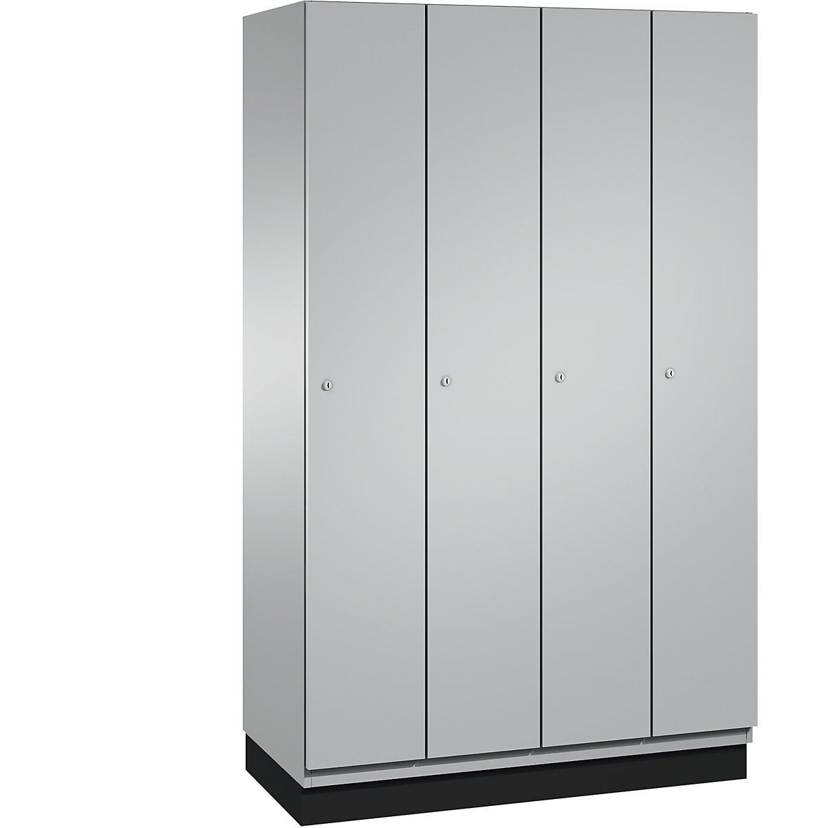 CAMBIO cloakroom locker with sheet steel doors – C+P, 4 compartments, 1200 mm wide, body white aluminium / door white aluminium-2