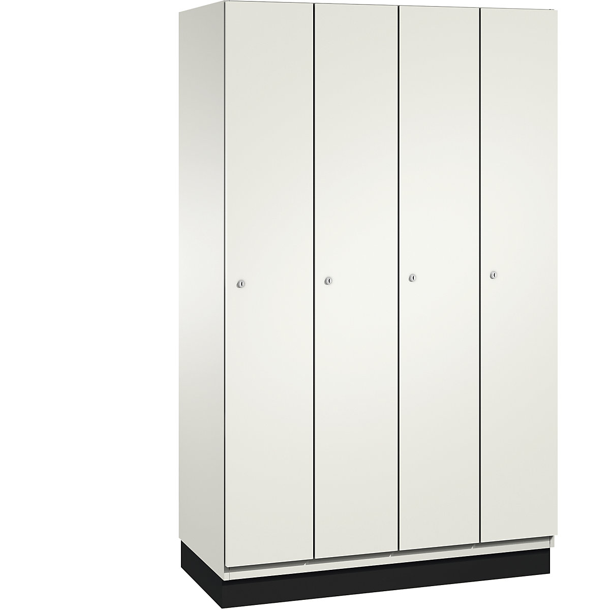 CAMBIO cloakroom locker with sheet steel doors – C+P, 4 compartments, 1200 mm wide, body pure white / door pure white-8