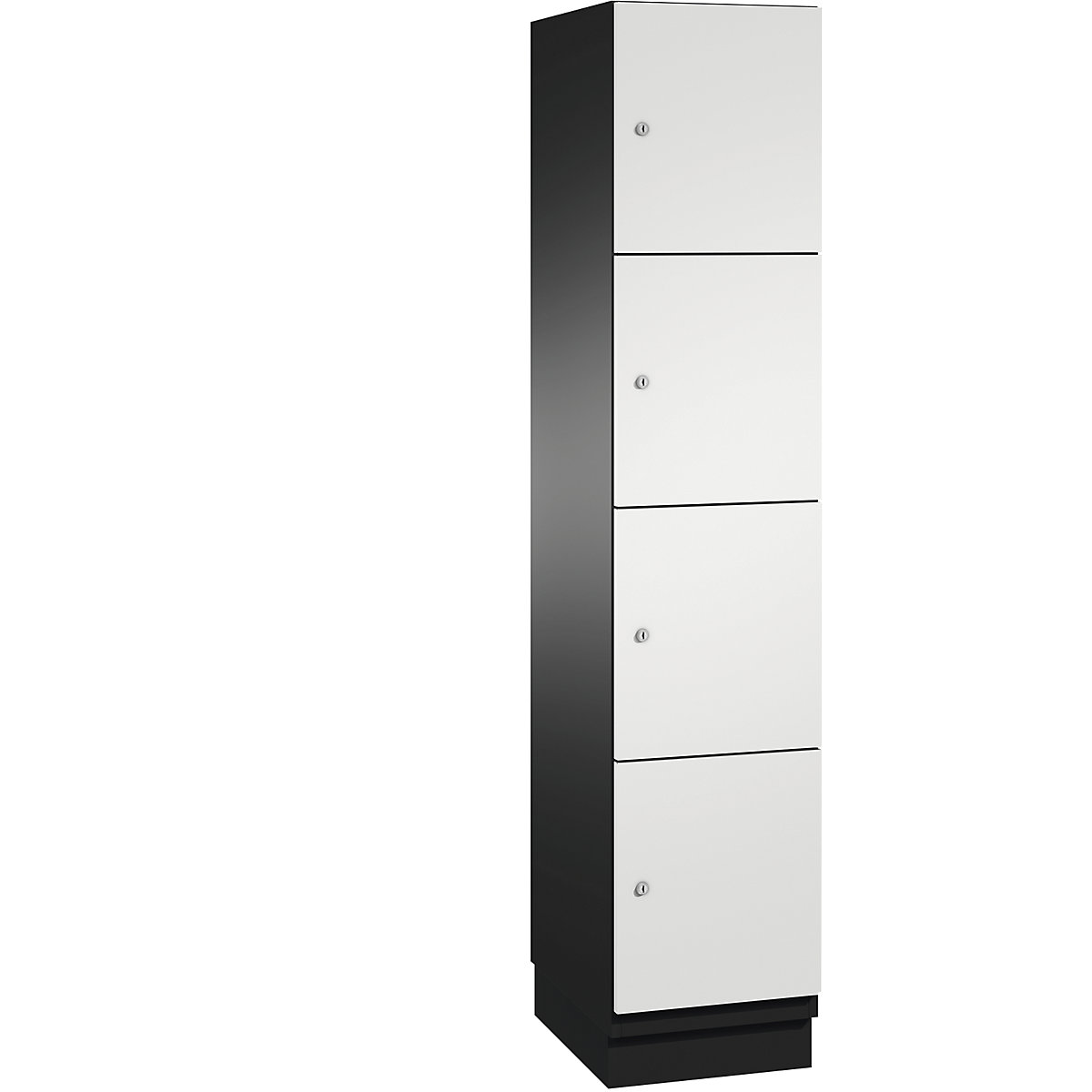 CAMBIO compartment locker with sheet steel doors – C+P, 4 compartments, width 400 mm, body black grey / door light grey-10