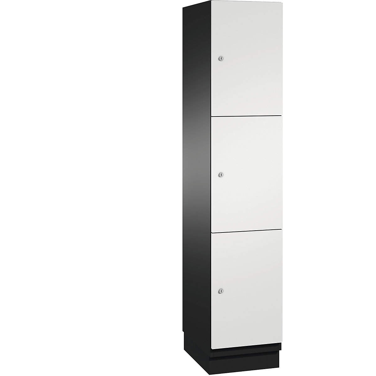CAMBIO compartment locker with sheet steel doors – C+P, 3 compartments, width 400 mm, body black grey / door light grey-12