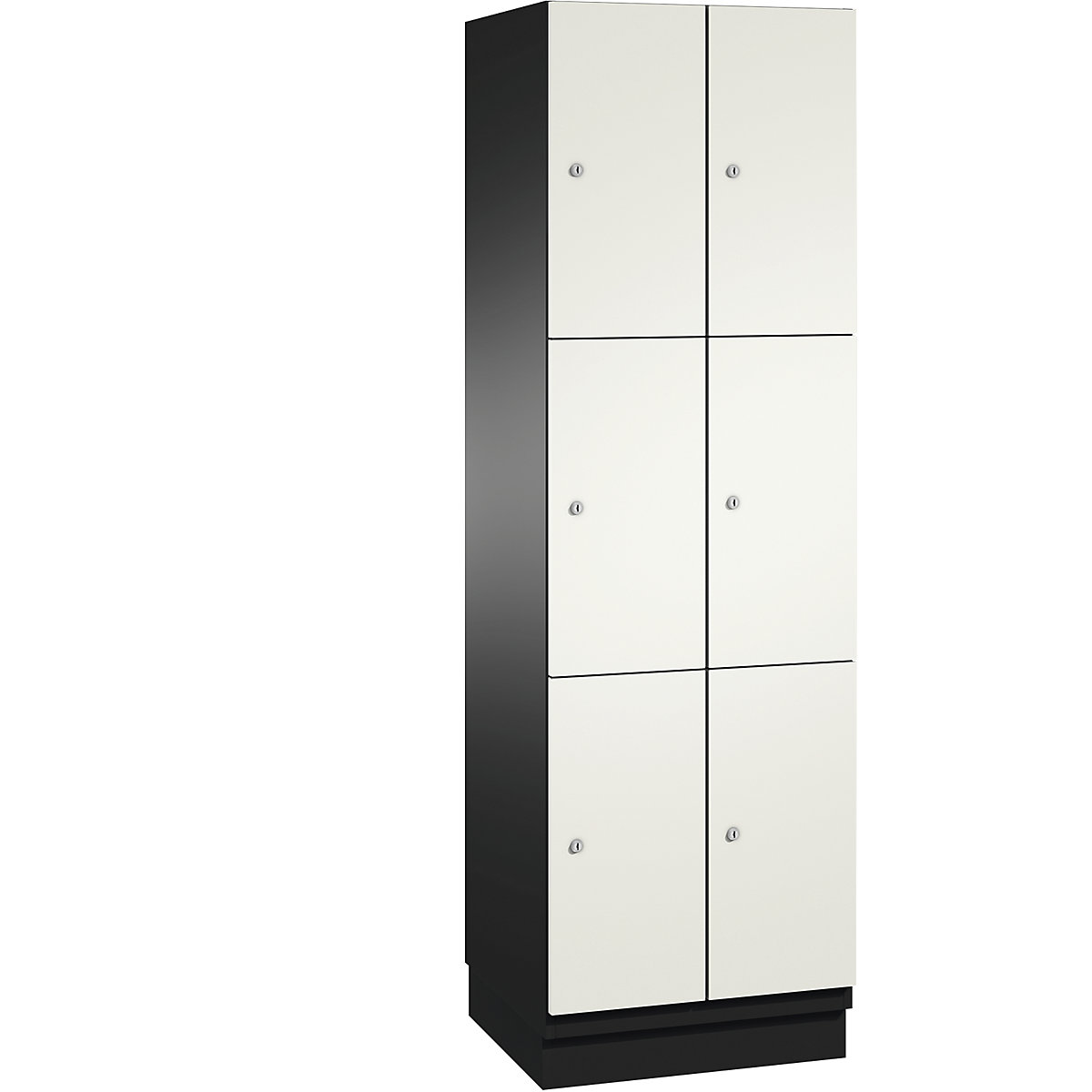 CAMBIO compartment locker with sheet steel doors – C+P, 6 compartments, width 600 mm, body black grey / door pure white-2