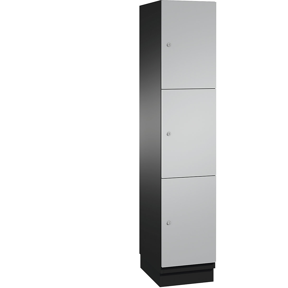 CAMBIO compartment locker with sheet steel doors – C+P, 3 compartments, width 400 mm, body black grey / door white aluminium-10