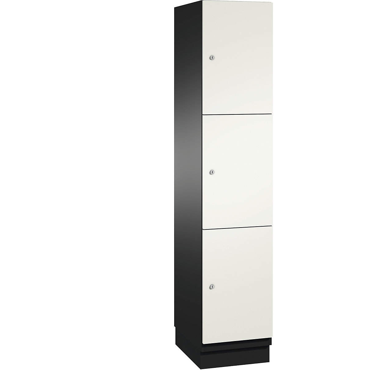 CAMBIO compartment locker with sheet steel doors – C+P, 3 compartments, width 400 mm, body black grey / door pure white-9