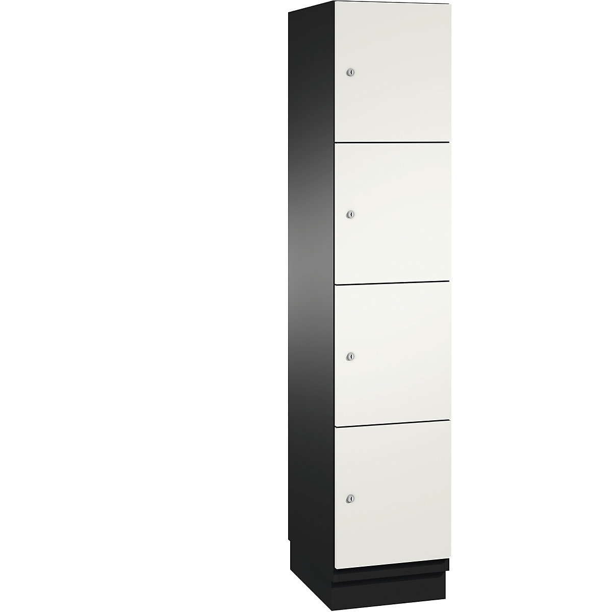 CAMBIO compartment locker with sheet steel doors – C+P, 4 compartments, width 400 mm, body black grey / door pure white-4