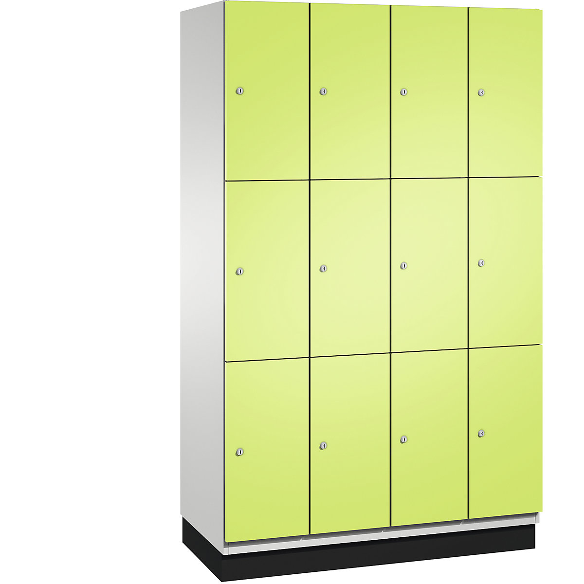 CAMBIO compartment locker with sheet steel doors – C+P, 12 compartments, width 1200 mm, body light grey / door viridian green, compartment height 616.6 mm-3