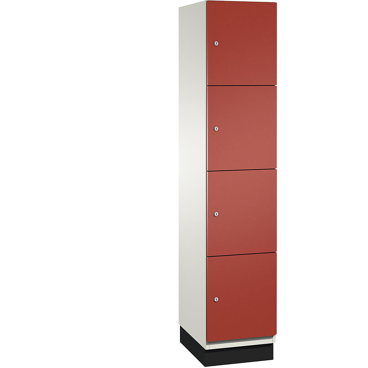 CAMBIO compartment locker with sheet steel doors – C+P, 4 compartments, width 400 mm, body pure white / door flame red-7