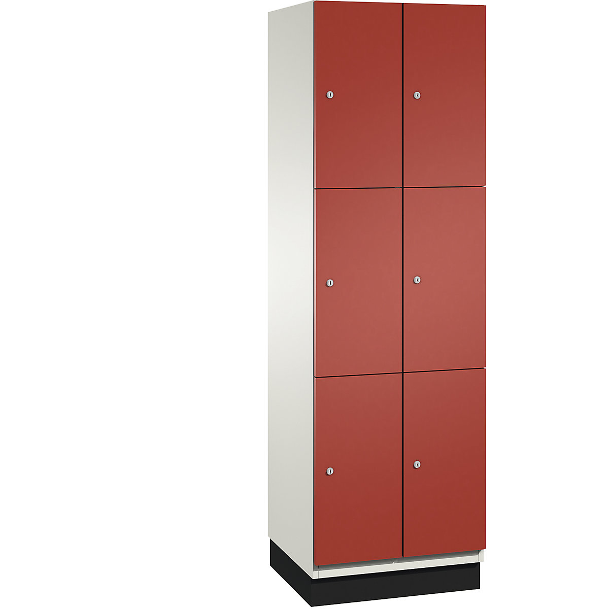 CAMBIO compartment locker with sheet steel doors – C+P, 6 compartments, width 600 mm, body pure white / door flame red-8
