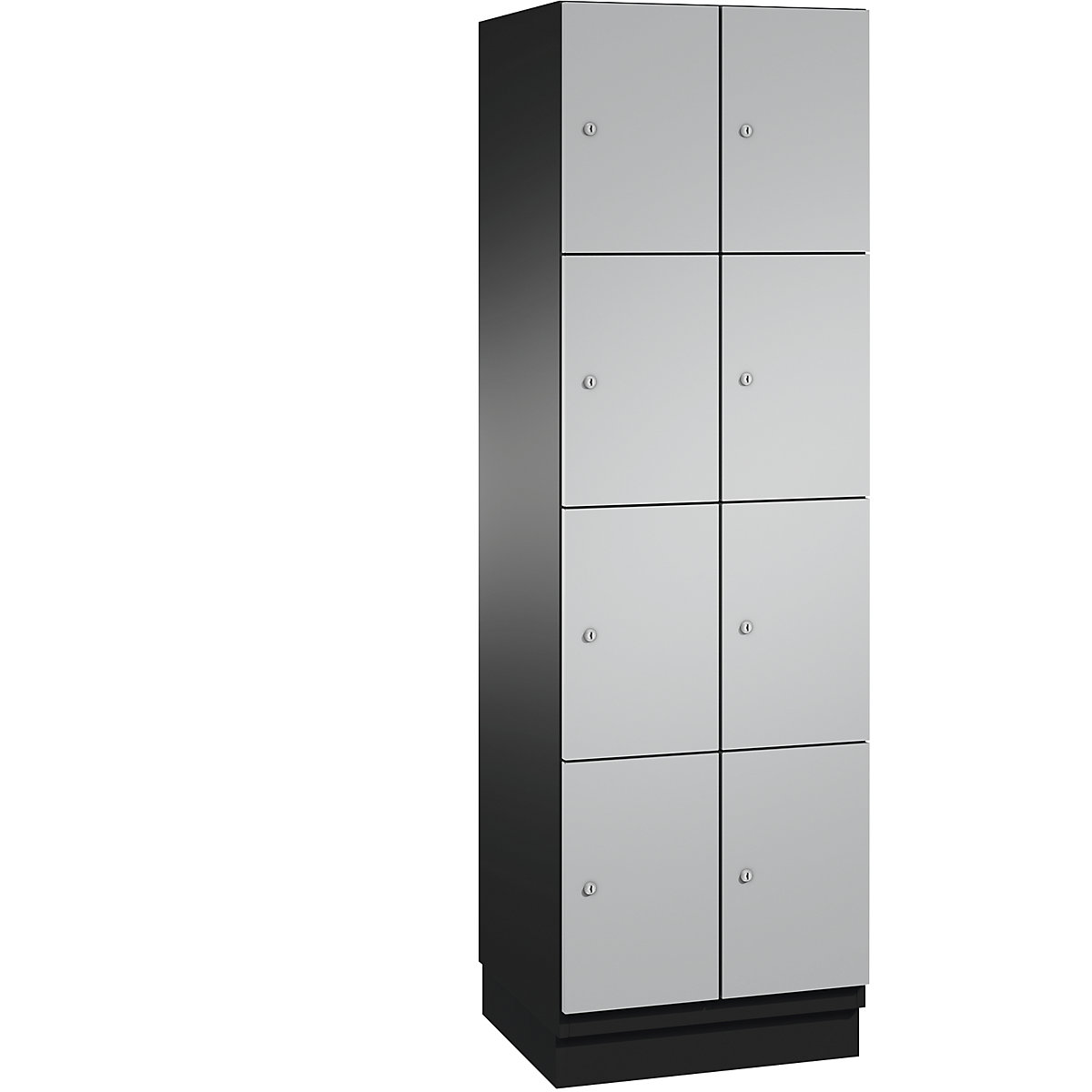 CAMBIO compartment locker with sheet steel doors – C+P, 8 compartments, width 600 mm, body black grey / door white aluminium-8