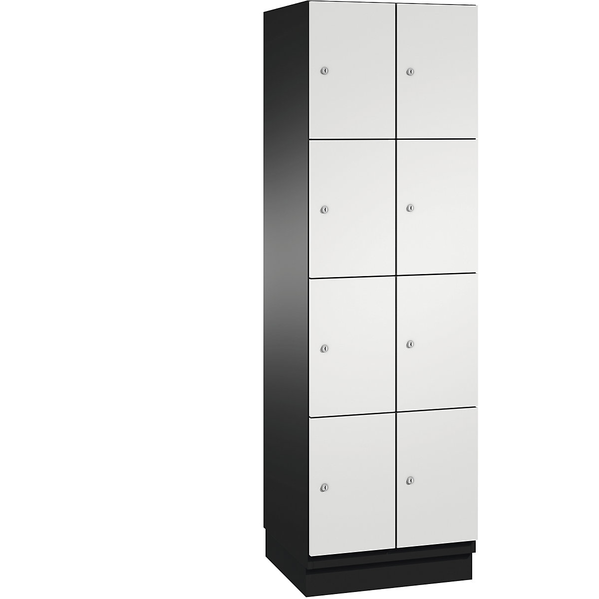 CAMBIO compartment locker with sheet steel doors – C+P, 8 compartments, width 600 mm, body black grey / door light grey-6