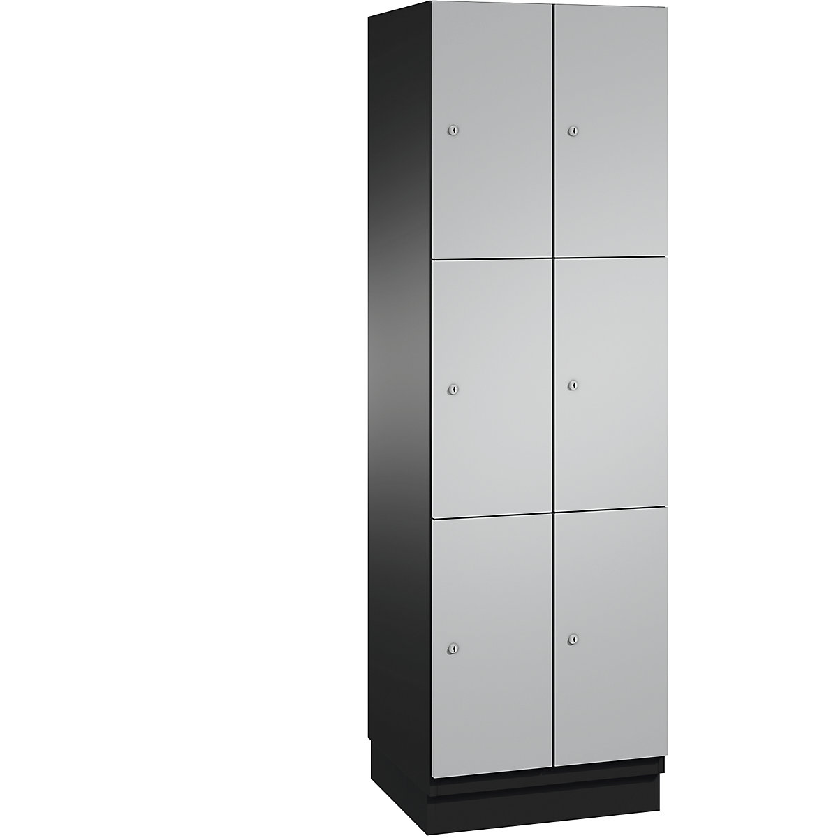 CAMBIO compartment locker with sheet steel doors – C+P, 6 compartments, width 600 mm, body black grey / door white aluminium-6