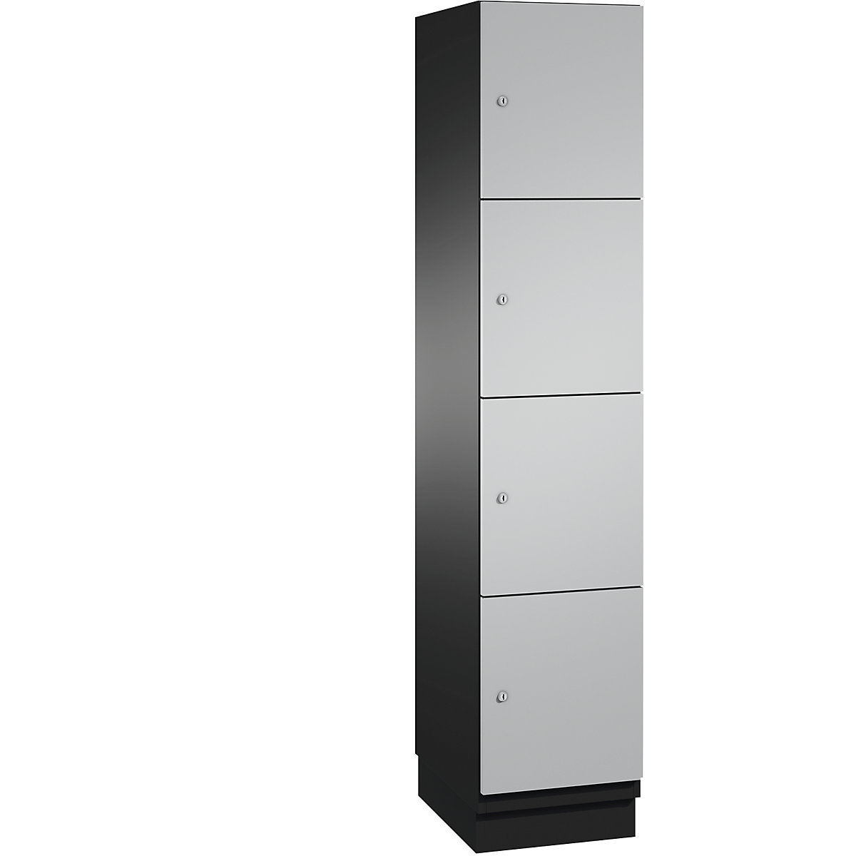 CAMBIO compartment locker with sheet steel doors – C+P, 4 compartments, width 400 mm, body black grey / door white aluminium-2