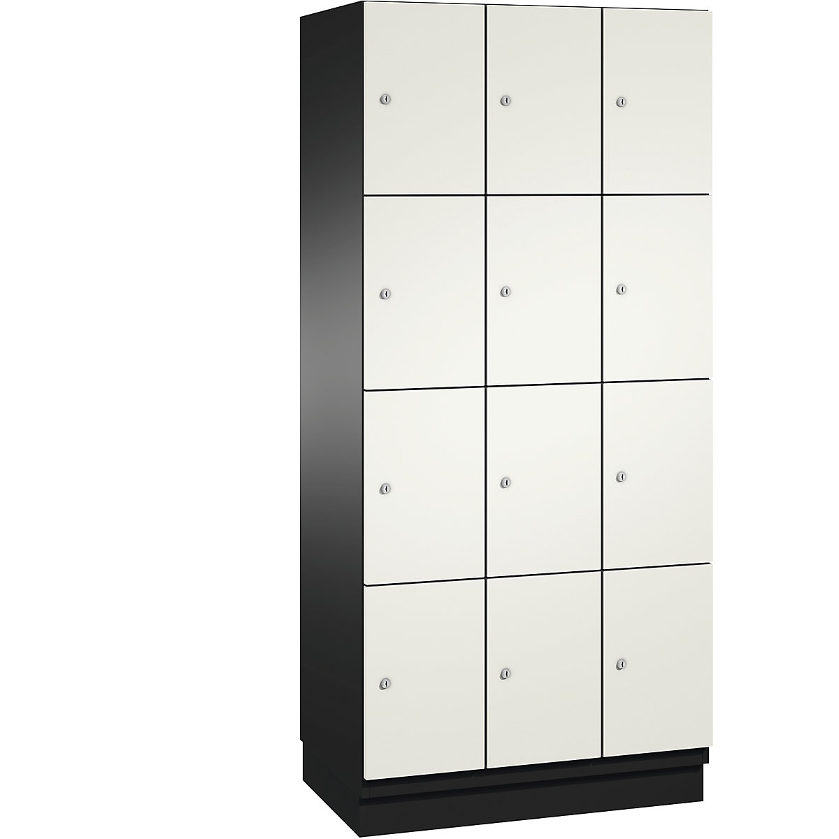 CAMBIO compartment locker with sheet steel doors – C+P, 12 compartments, width 900 mm, body black grey / door pure white-3