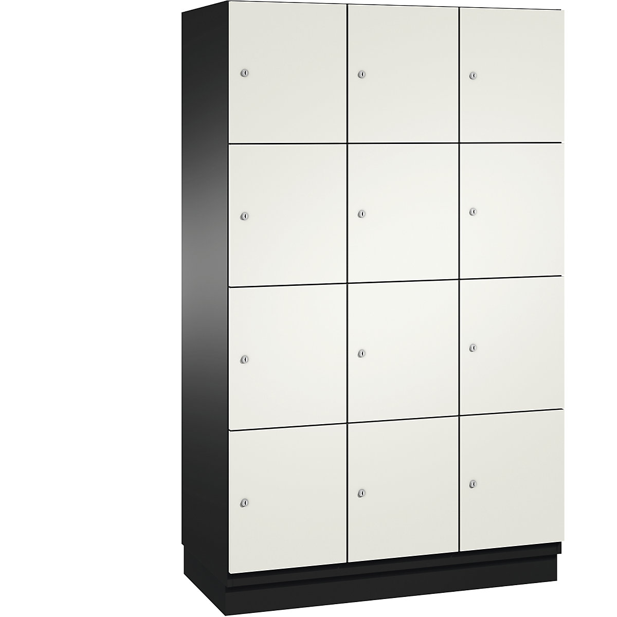 CAMBIO compartment locker with sheet steel doors – C+P, 12 compartments, width 1200 mm, body black grey / door pure white, compartment height 462.5 mm-5