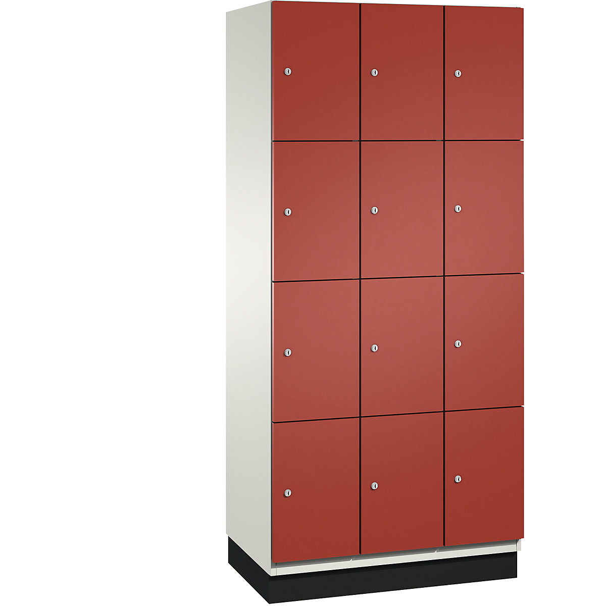 CAMBIO compartment locker with sheet steel doors – C+P, 12 compartments, width 900 mm, body pure white / door flame red-5