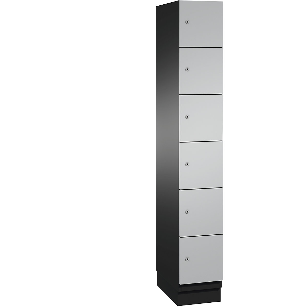 CAMBIO compartment locker with sheet steel doors – C+P, 6 compartments, width 300 mm, body black grey / door white aluminium-13