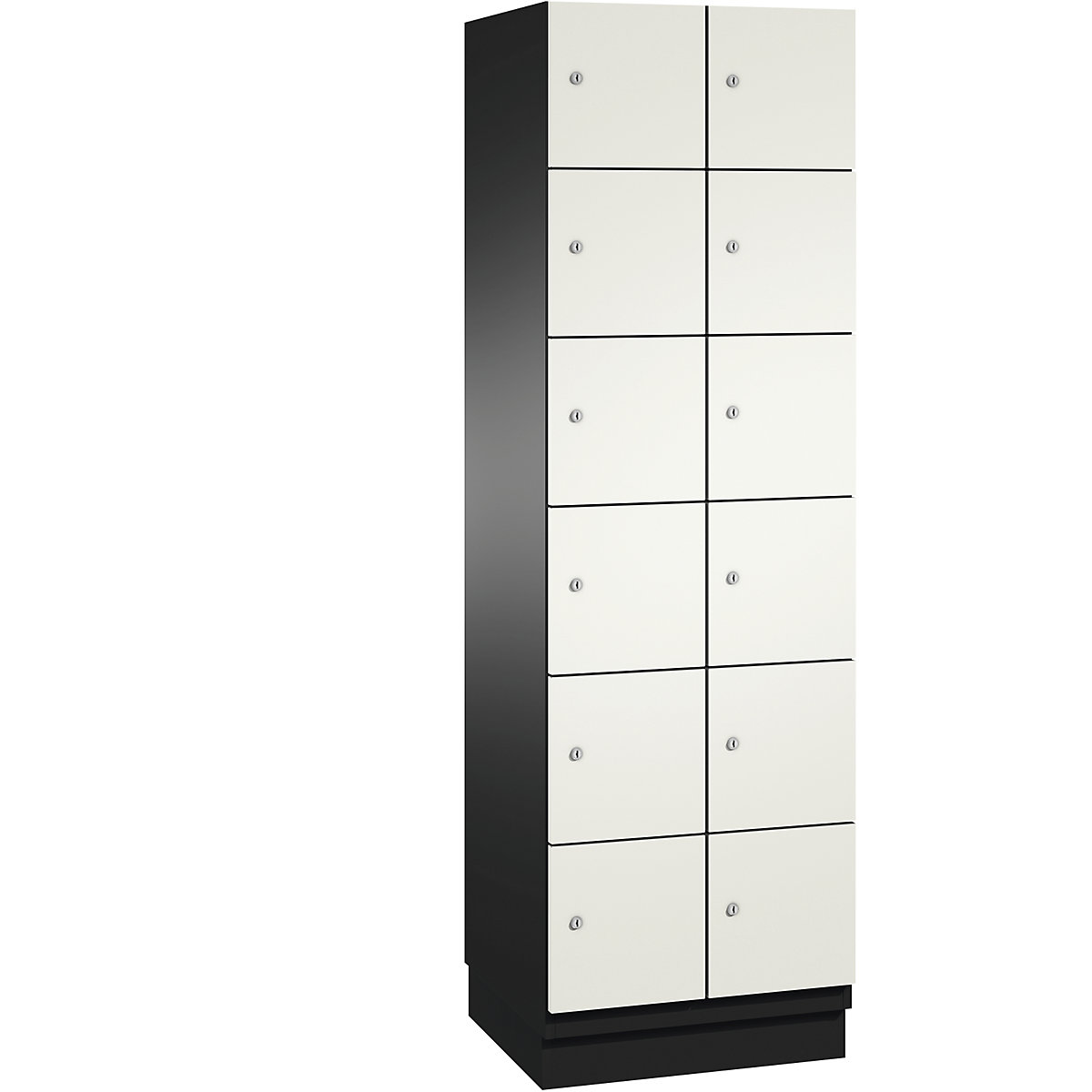 CAMBIO compartment locker with sheet steel doors – C+P, 12 compartments, width 600 mm, body black grey / door pure white-4