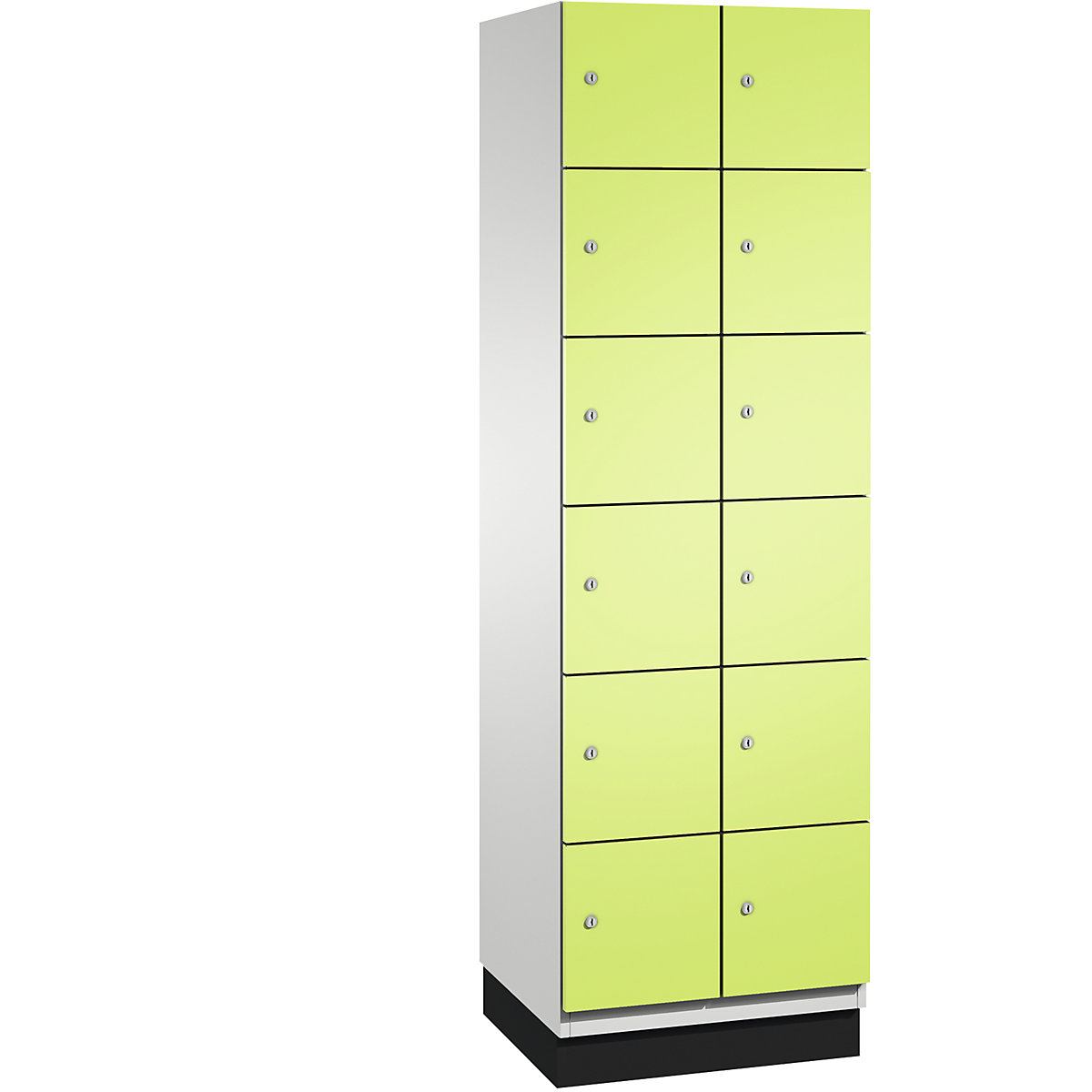 CAMBIO compartment locker with sheet steel doors – C+P, 12 compartments, width 600 mm, body light grey / door viridian green-10