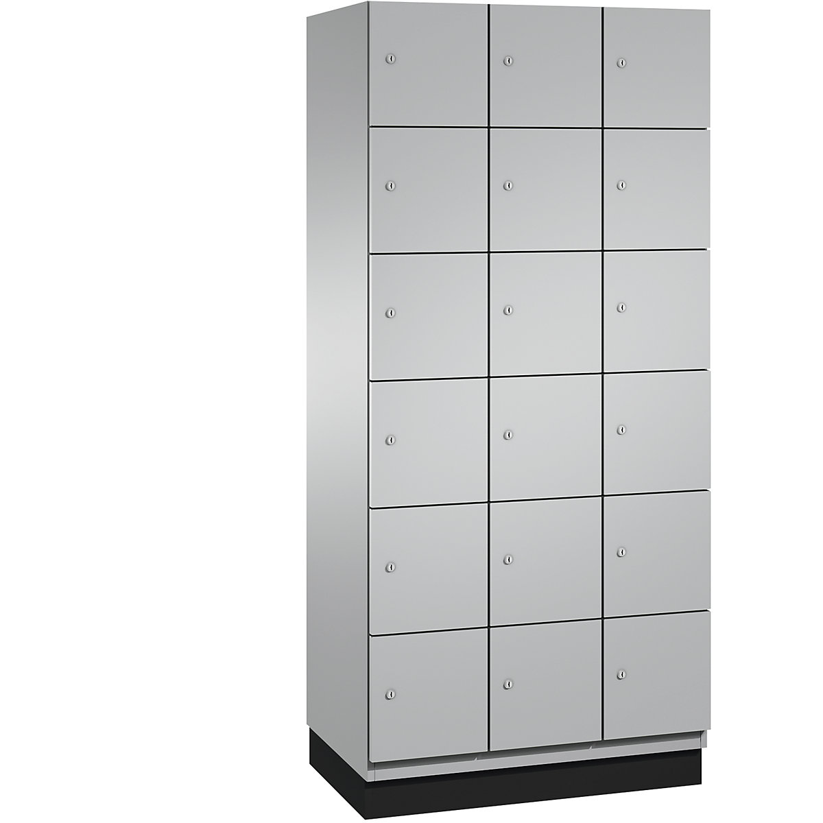 C+P – CAMBIO compartment locker with sheet steel doors, 18 compartments, width 900 mm, body white aluminium / door white aluminium