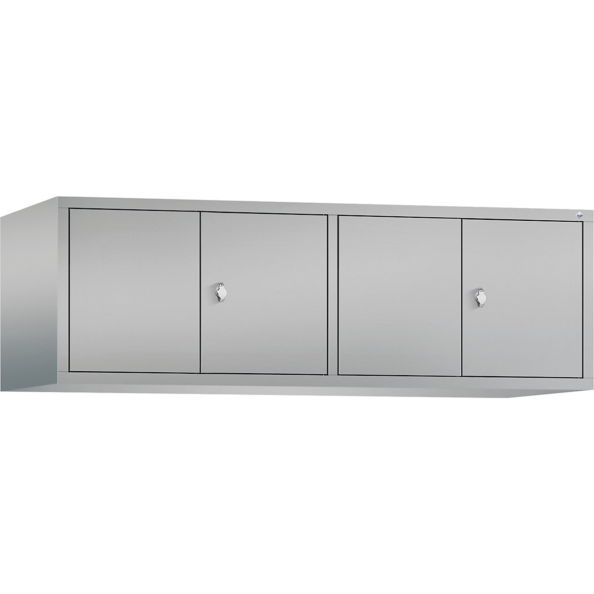 CLASSIC add-on cupboard, doors close in the middle – C+P, 4 compartments, compartment width 400 mm, white aluminium-3