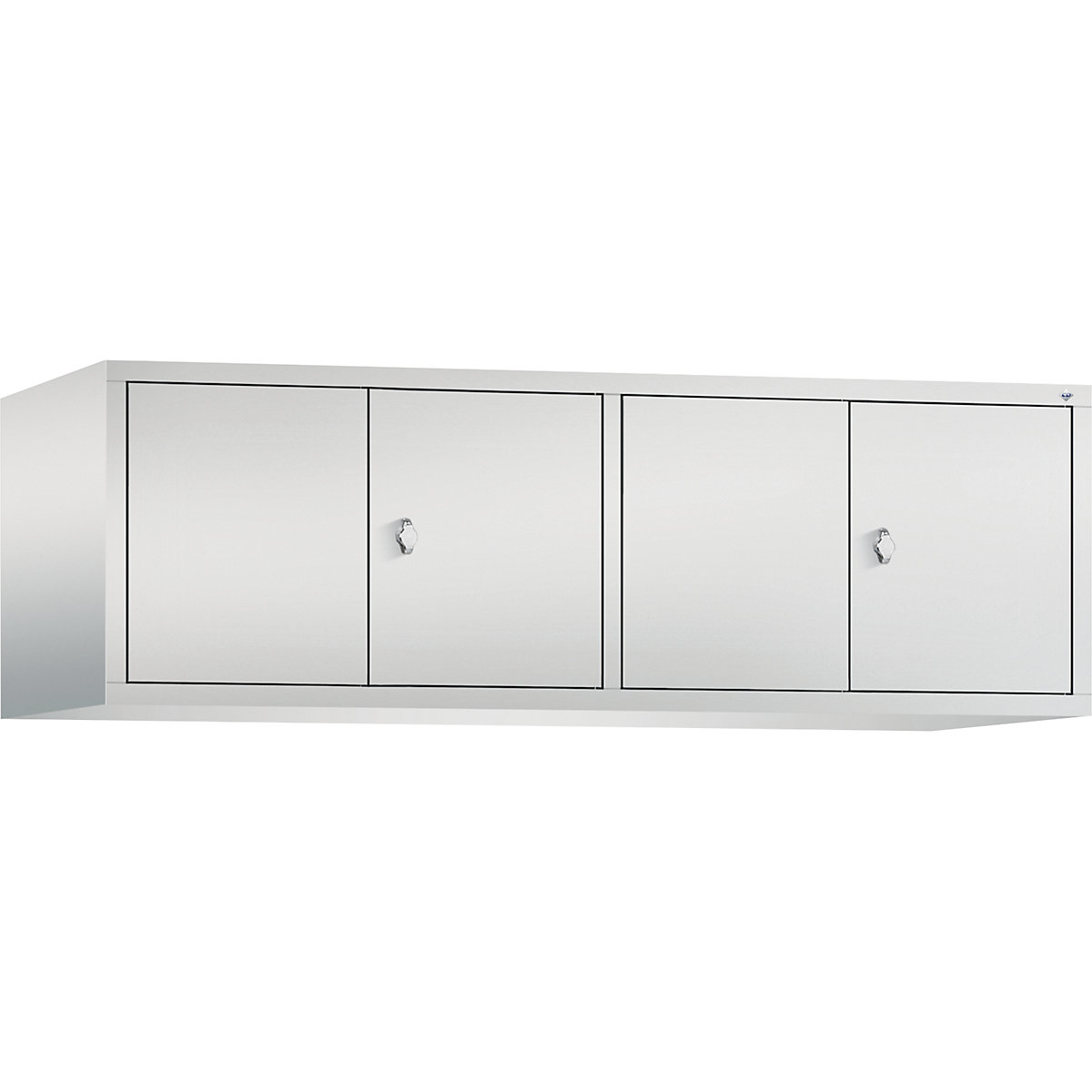CLASSIC add-on cupboard, doors close in the middle – C+P, 4 compartments, compartment width 400 mm, light grey-6