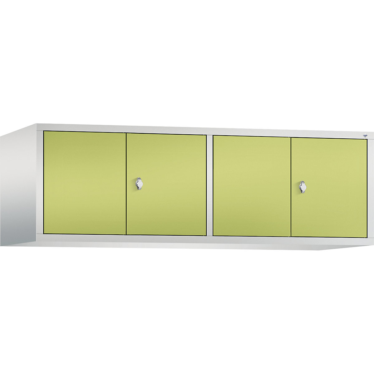 CLASSIC add-on cupboard, doors close in the middle – C+P, 4 compartments, compartment width 400 mm, light grey / viridian green-12