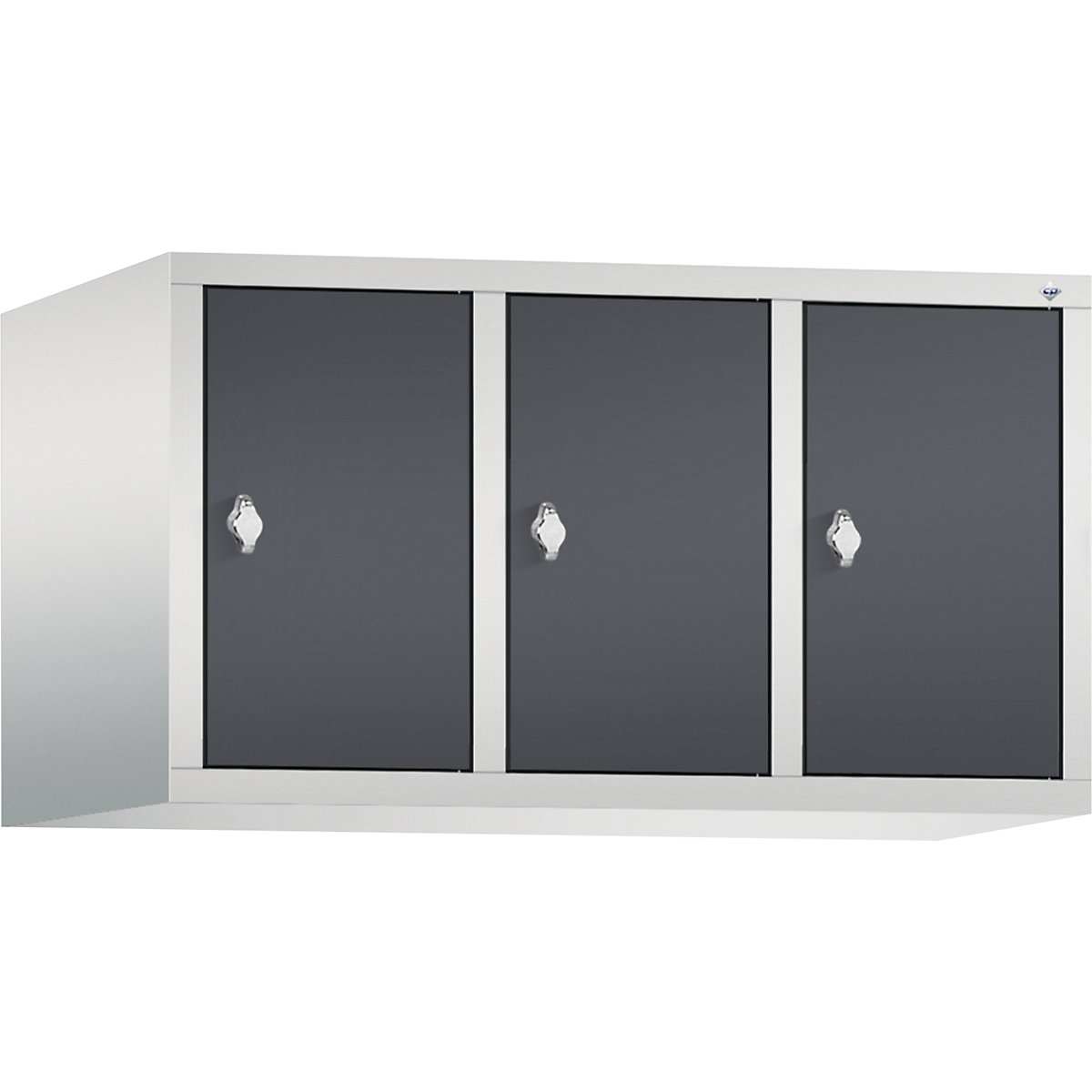 CLASSIC add-on cupboard – C+P, 3 compartments, compartment width 300 mm, light grey / black grey-7