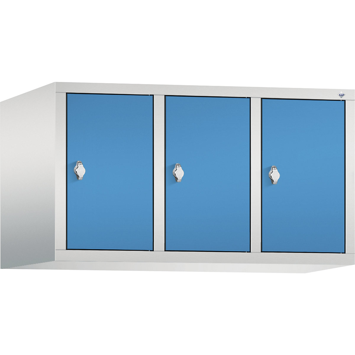 CLASSIC add-on cupboard – C+P, 3 compartments, compartment width 300 mm, light grey / light blue-3