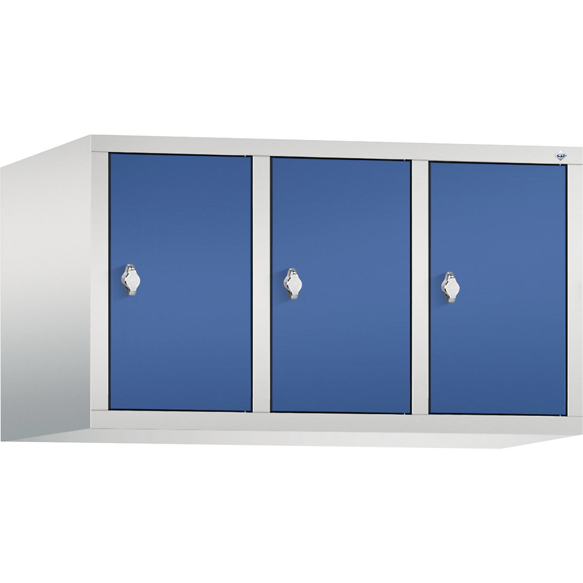 CLASSIC add-on cupboard – C+P, 3 compartments, compartment width 300 mm, light grey / gentian blue-4