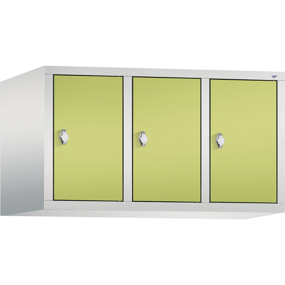 CLASSIC add-on cupboard – C+P, 3 compartments, compartment width 300 mm, light grey / viridian green-13