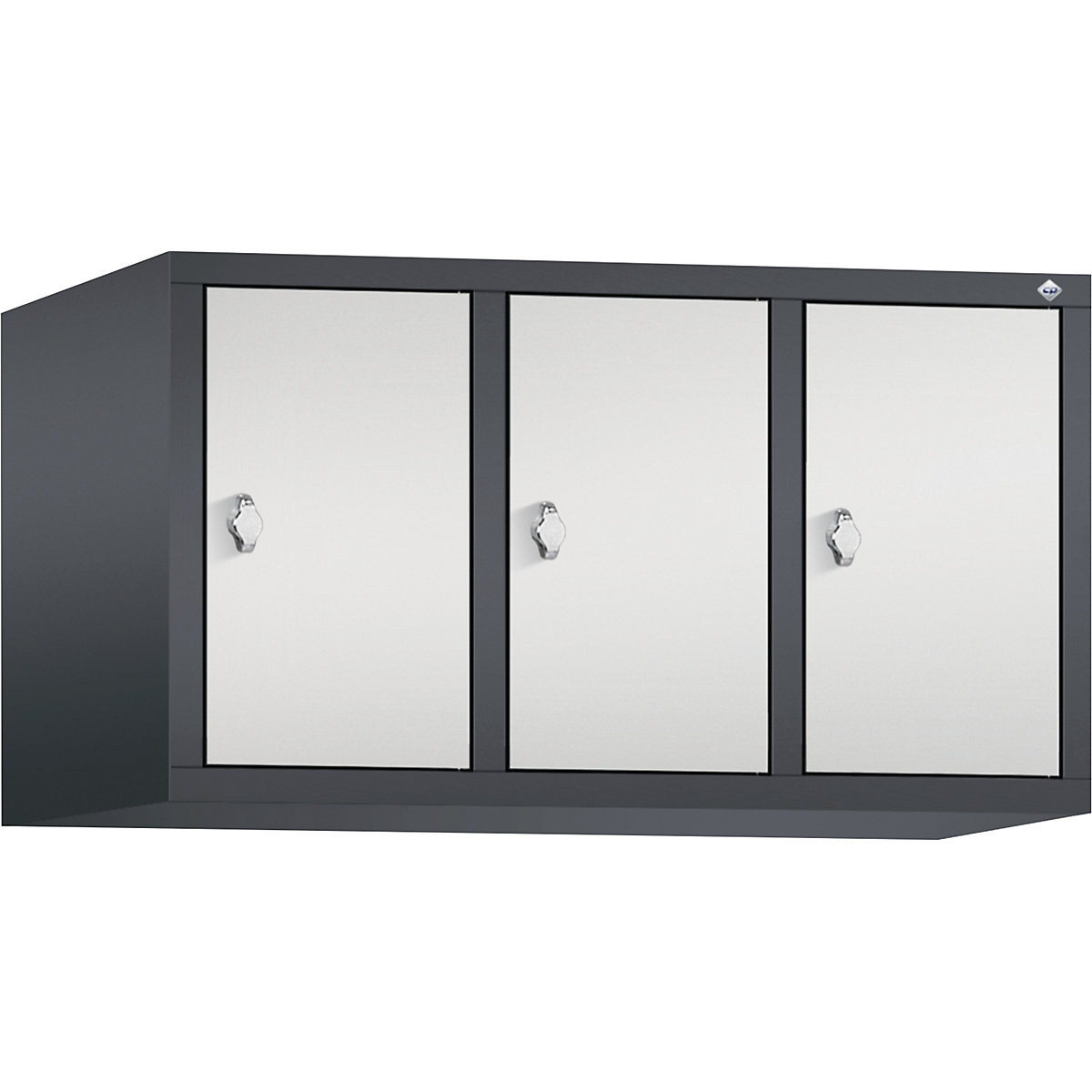 CLASSIC add-on cupboard – C+P, 3 compartments, compartment width 300 mm, black grey / light grey-12