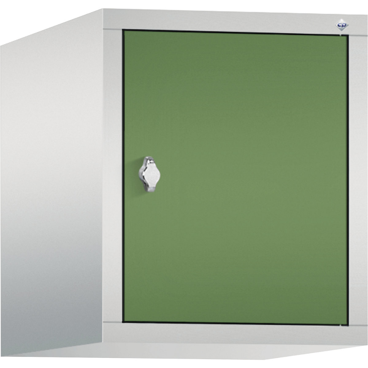 CLASSIC add-on cupboard – C+P, 1 compartment, compartment width 400 mm, light grey / reseda green-3