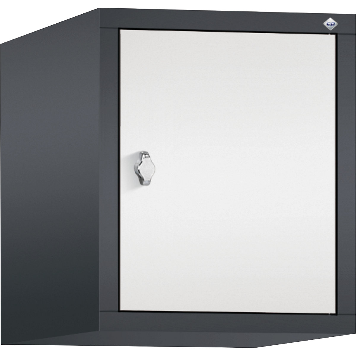 CLASSIC add-on cupboard – C+P, 1 compartment, compartment width 400 mm, black grey / traffic white-9
