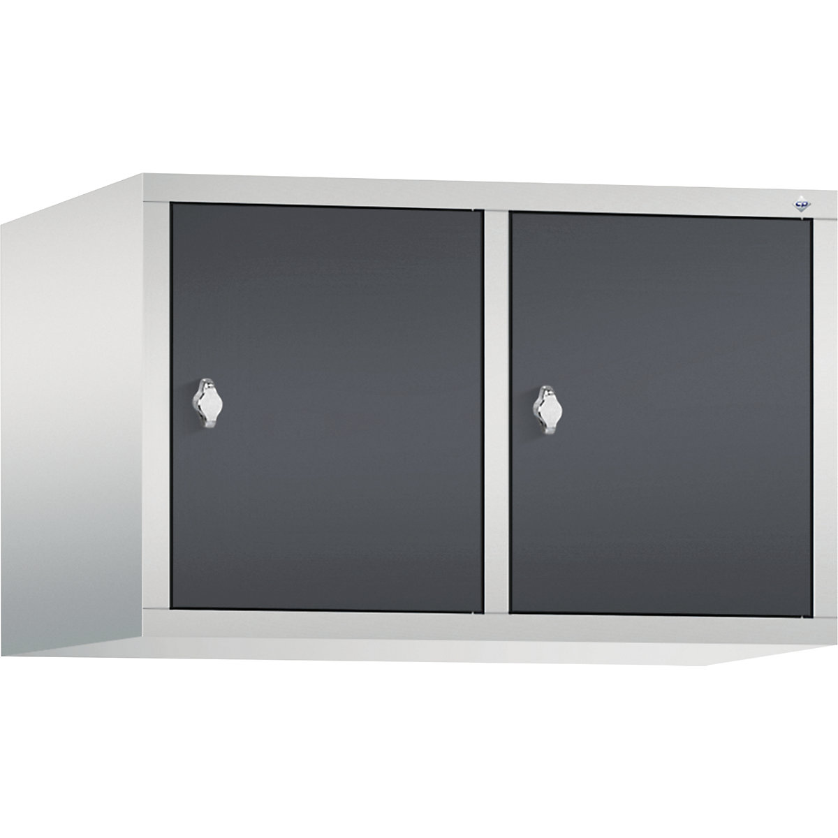 CLASSIC add-on cupboard – C+P, 2 compartments, compartment width 400 mm, light grey / black grey-9