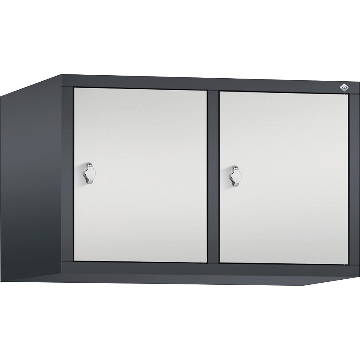 CLASSIC add-on cupboard – C+P, 2 compartments, compartment width 400 mm, black grey / light grey-5