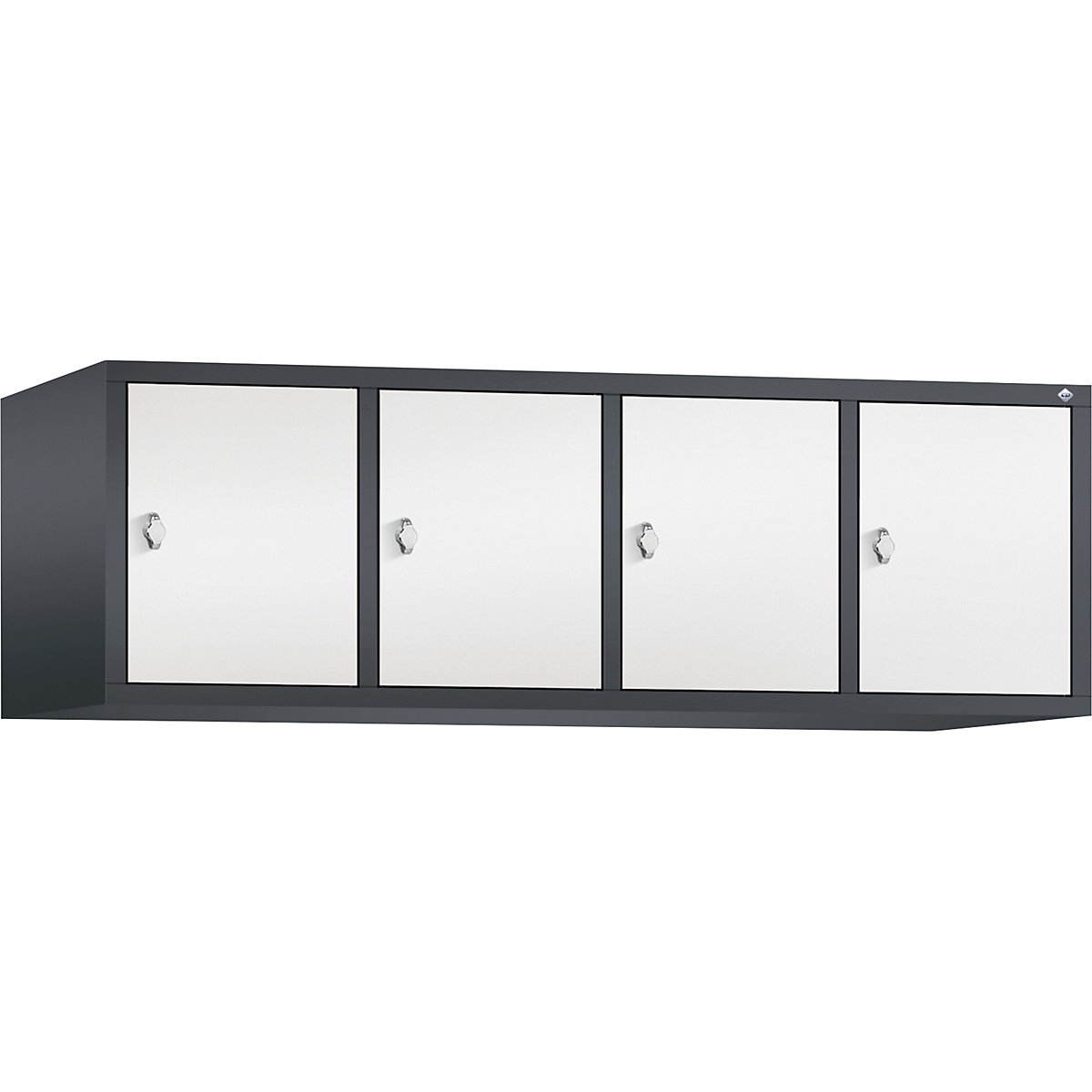 CLASSIC add-on cupboard – C+P, 4 compartments, compartment width 400 mm, black grey / traffic white-6