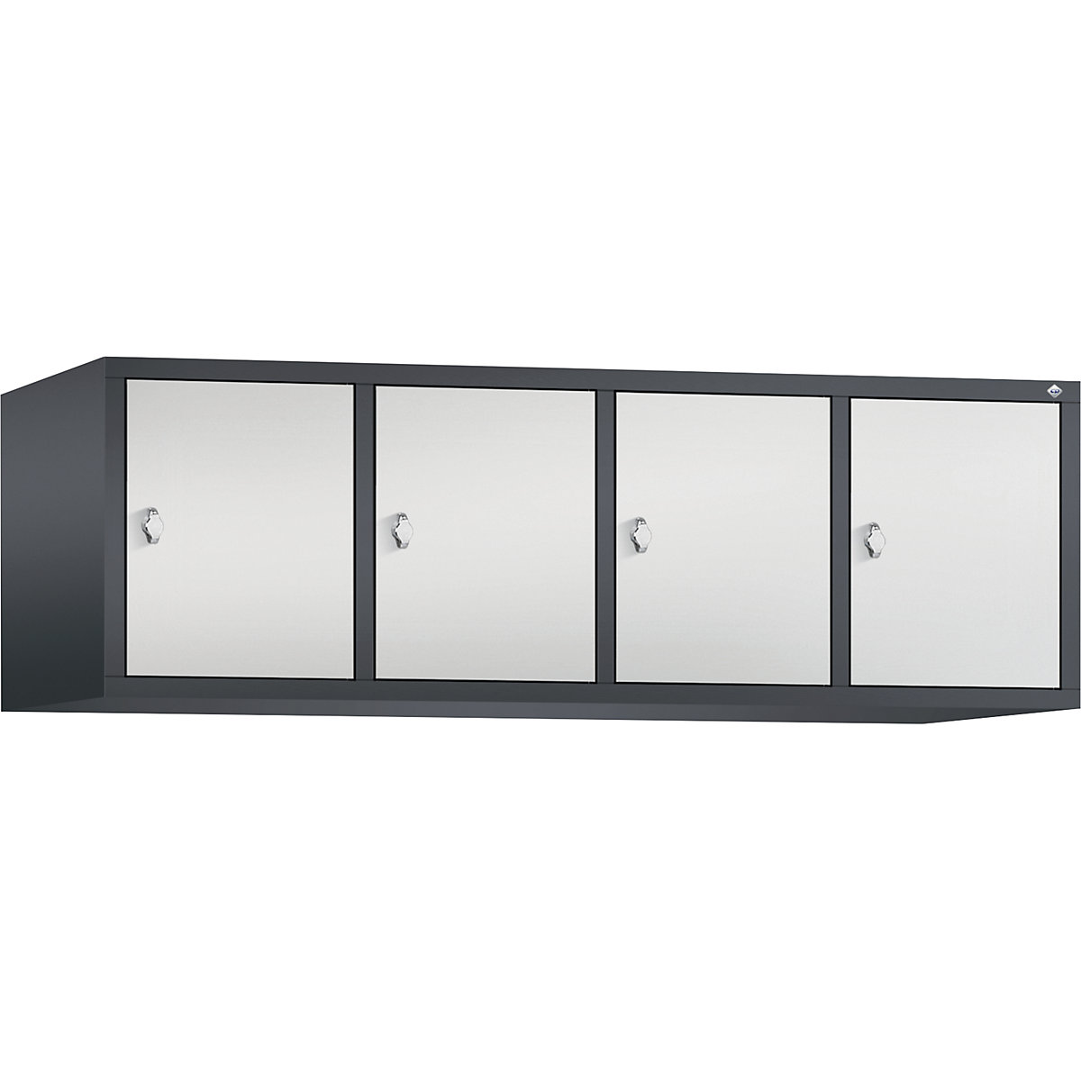 CLASSIC add-on cupboard – C+P, 4 compartments, compartment width 400 mm, black grey / light grey-4