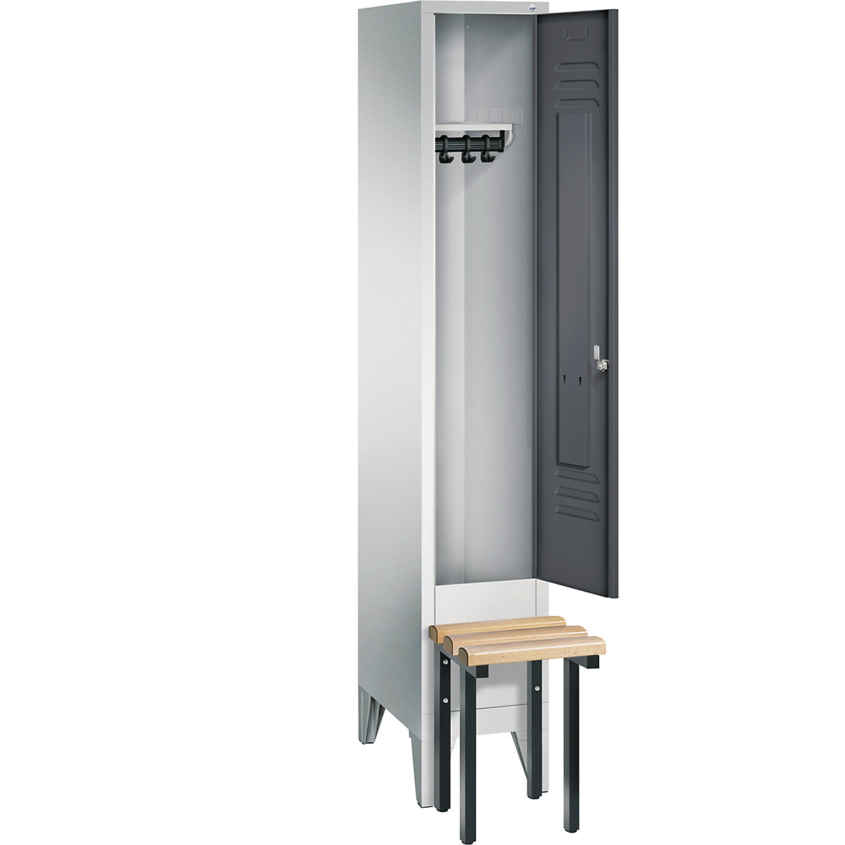 CLASSIC cloakroom locker with bench mounted in front – C+P (Product illustration 18)-17