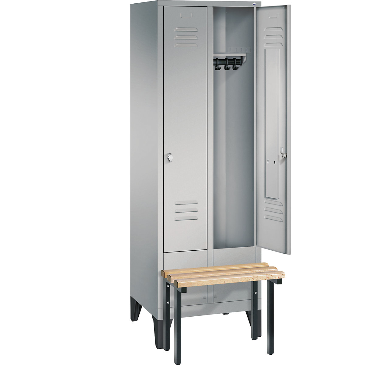 CLASSIC cloakroom locker with bench mounted in front – C+P (Product illustration 24)-23