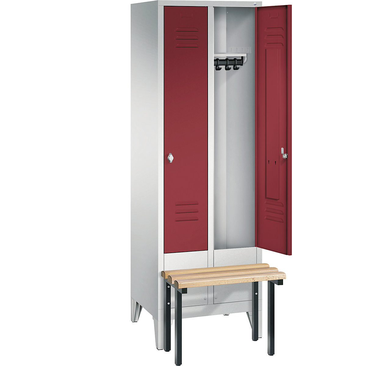 CLASSIC cloakroom locker with bench mounted in front – C+P (Product illustration 20)-19