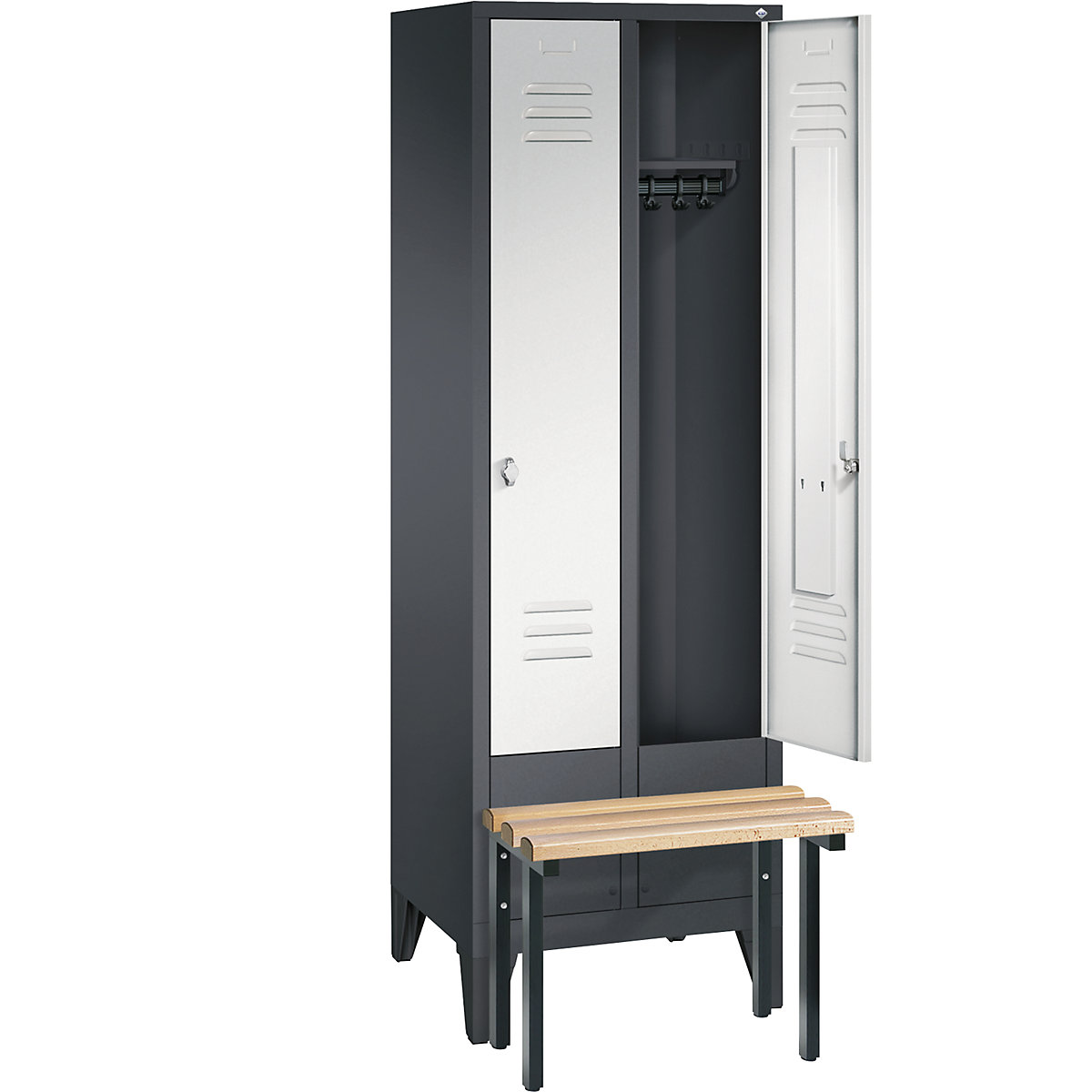 CLASSIC cloakroom locker with bench mounted in front – C+P (Product illustration 25)-24