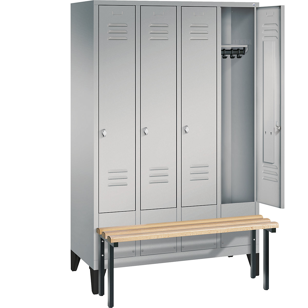 CLASSIC cloakroom locker with bench mounted in front – C+P (Product illustration 18)-17