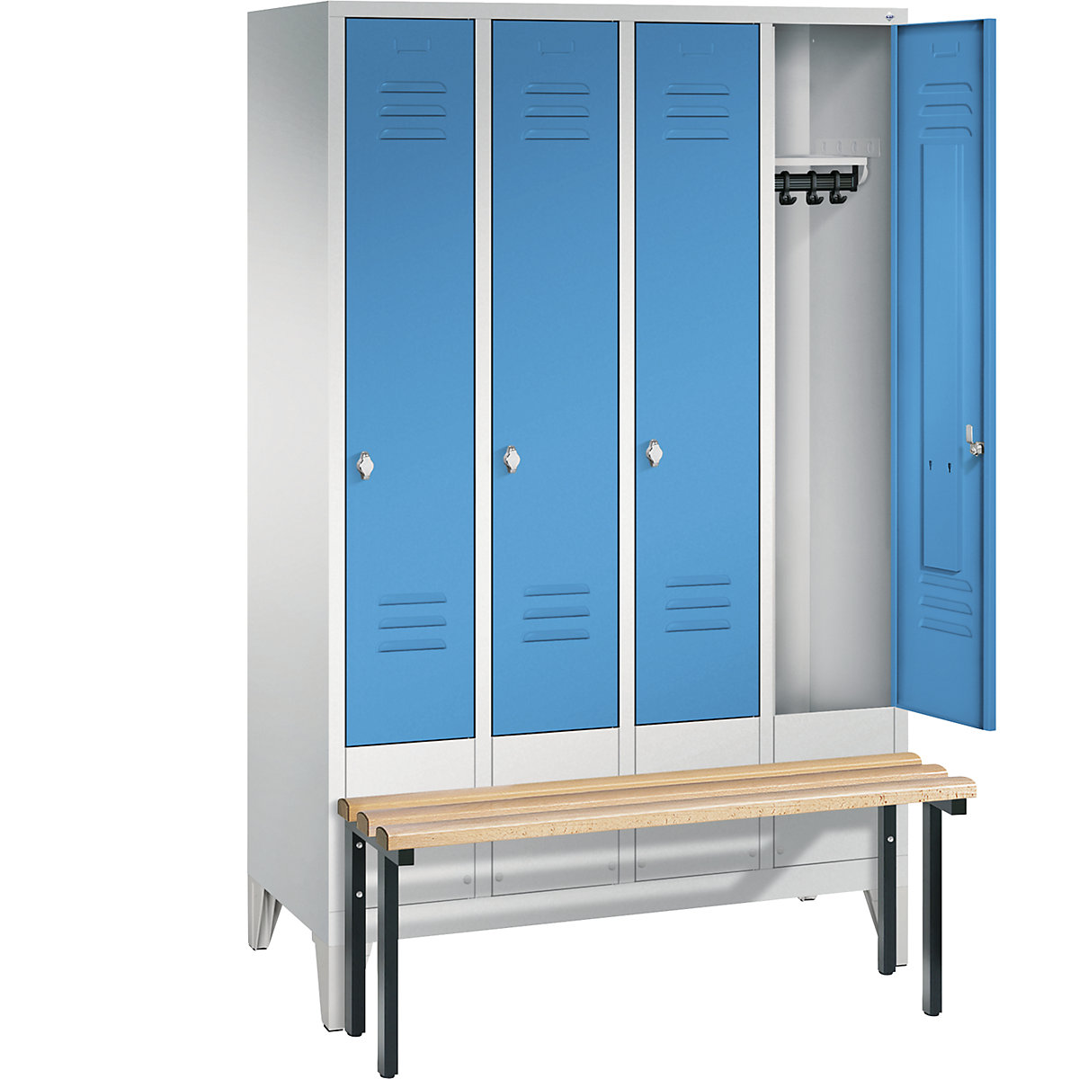 CLASSIC cloakroom locker with bench mounted in front – C+P (Product illustration 25)-24