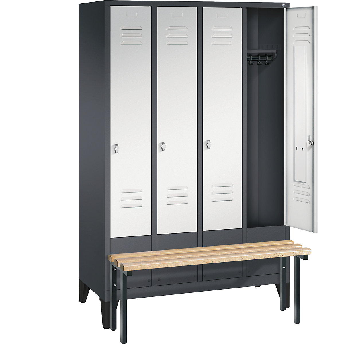 CLASSIC cloakroom locker with bench mounted in front – C+P (Product illustration 21)-20