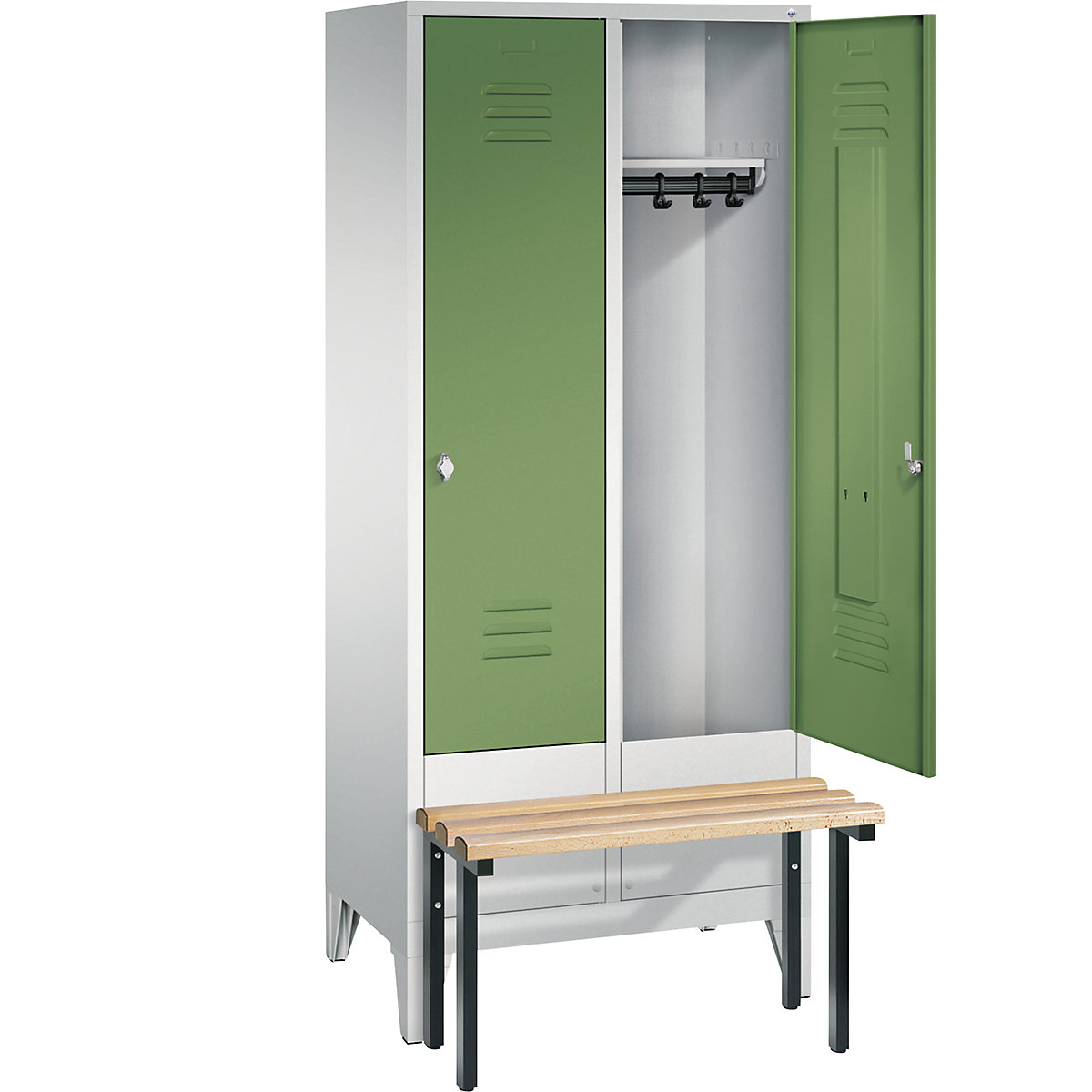 CLASSIC cloakroom locker with bench mounted in front – C+P (Product illustration 26)-25