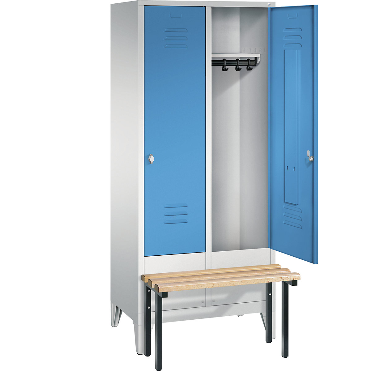 CLASSIC cloakroom locker with bench mounted in front – C+P (Product illustration 2)-1