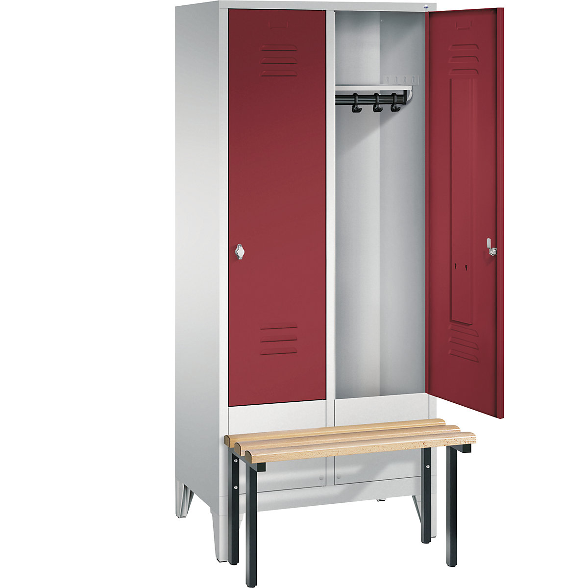 CLASSIC cloakroom locker with bench mounted in front – C+P (Product illustration 20)-19