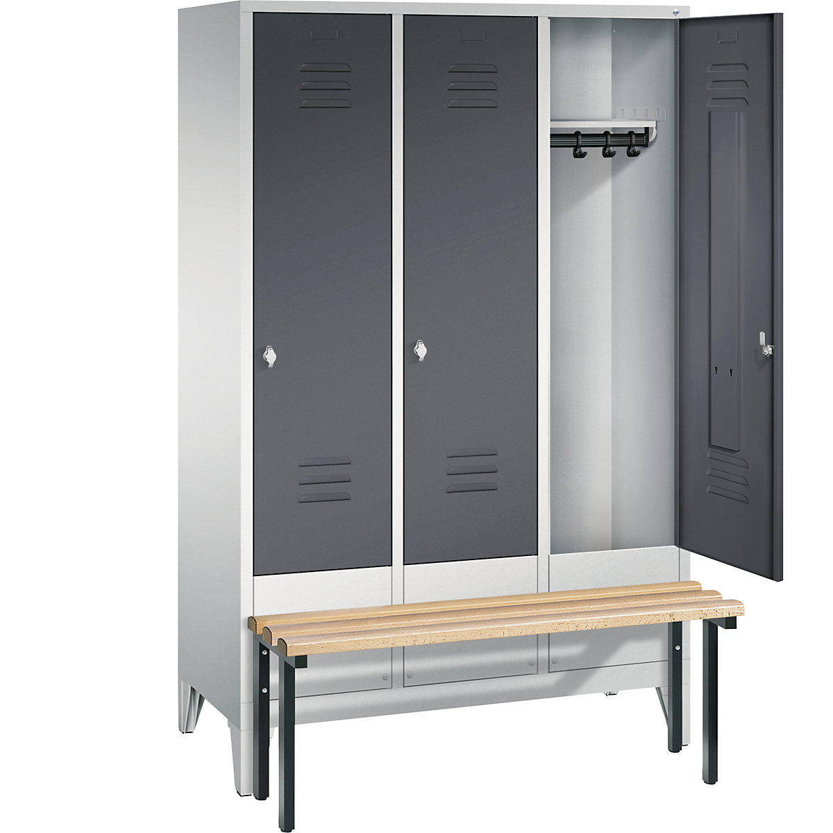 CLASSIC cloakroom locker with bench mounted in front – C+P (Product illustration 27)-26